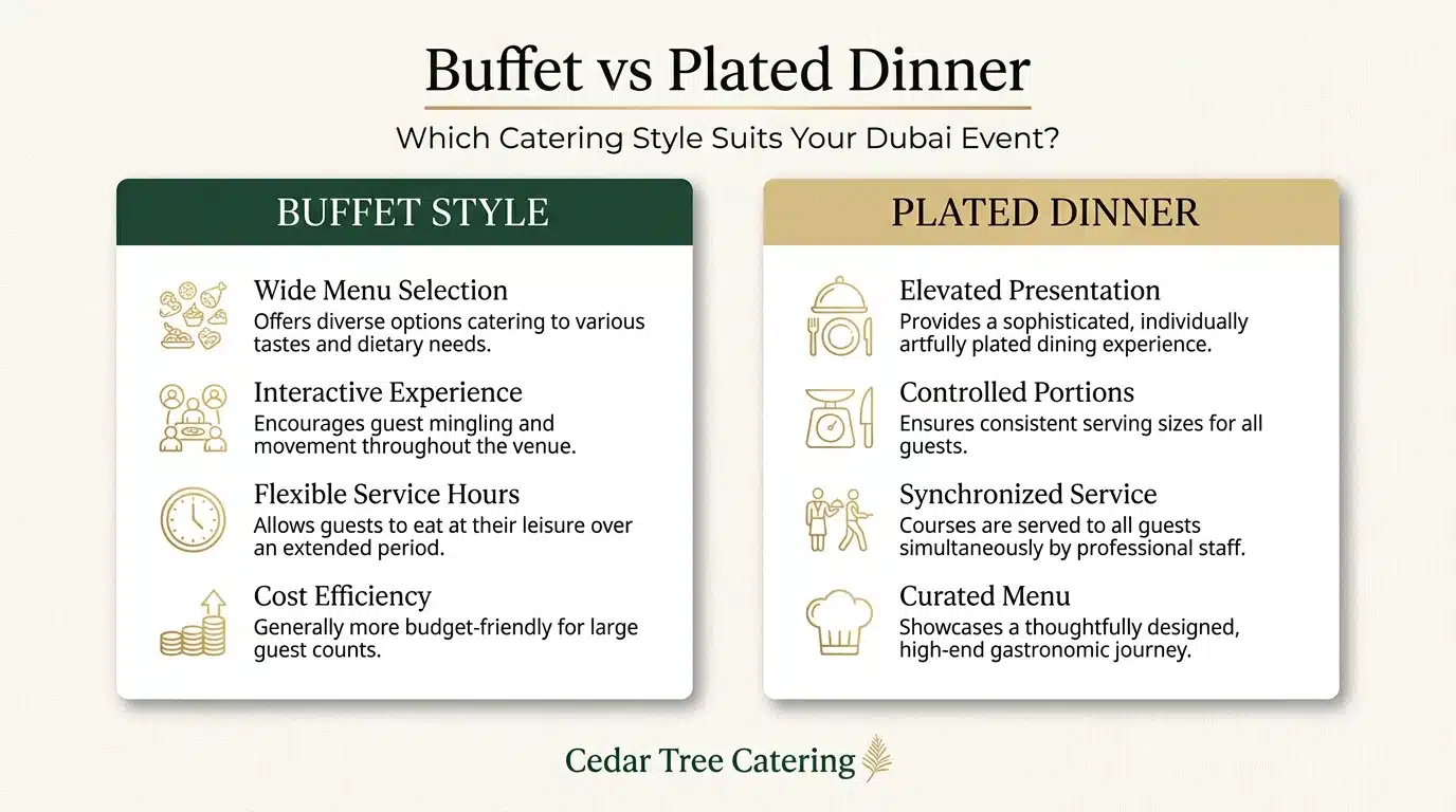 Buffet vs Plated Dinner Catering in Dubai